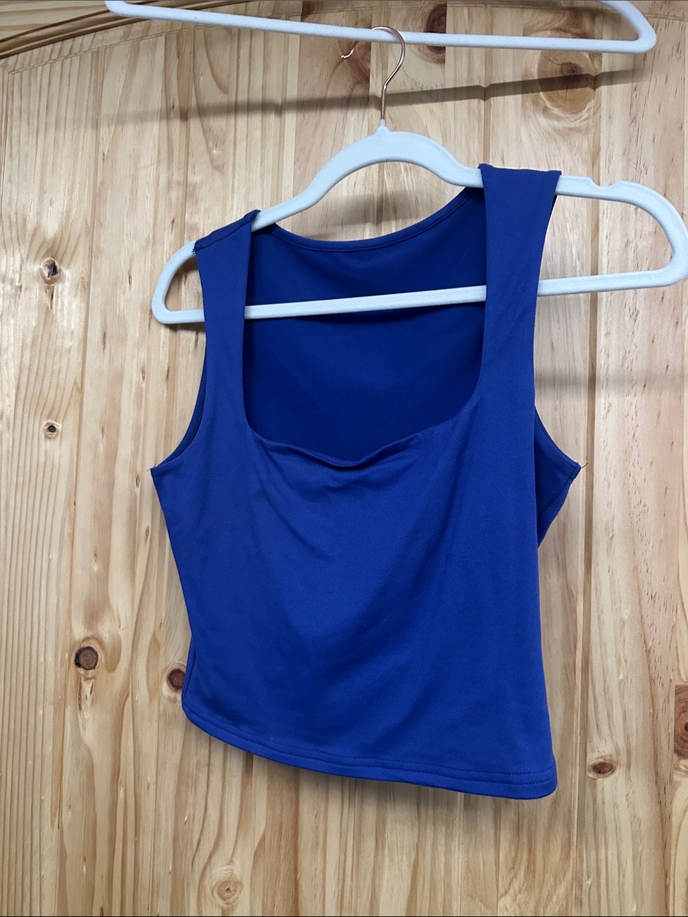 Women's Square Neck Crop Tank Top - Royal Blue
